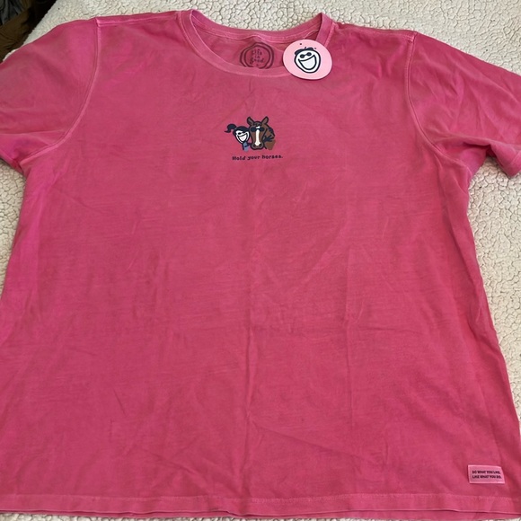Life Is Good Pink Short Sleeve Tee with Graphic Design - Picture 2 of 6
